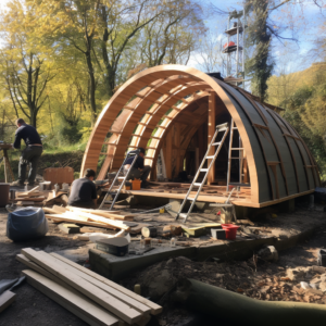 Glamping pod under construction