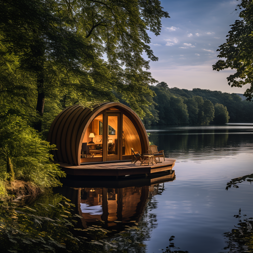 Glamping pod by a lake