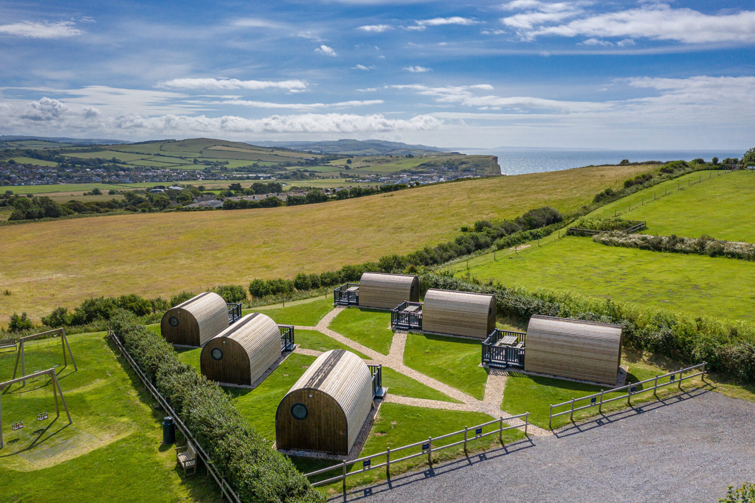 clifftop glamping pods in Dorset - stunning views