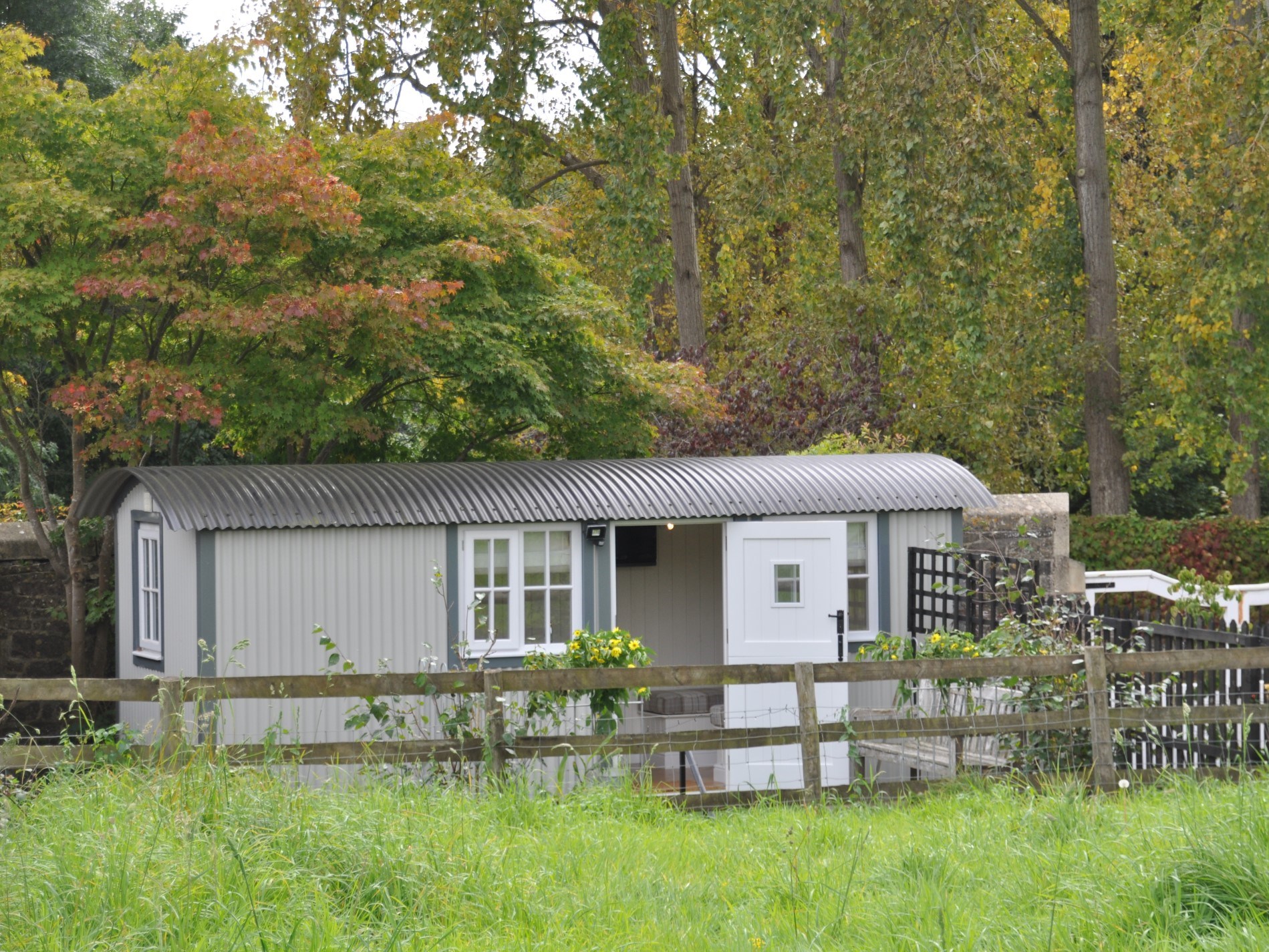 A modern built tin shepherds hut converted to accommodation