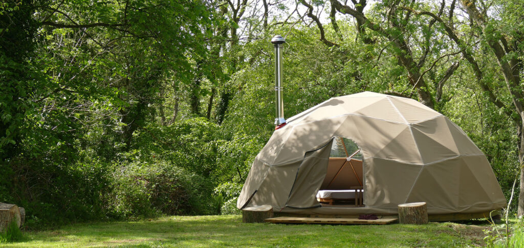 Geodome set in a woodland location