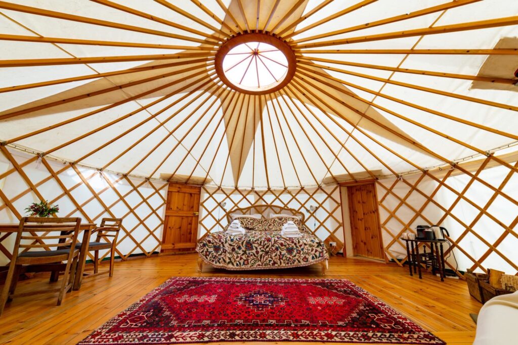 The incredible inside of the yurt tent at Walnut Farm, Dorset