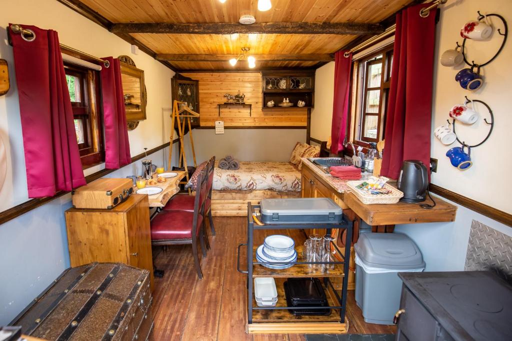 The stunning interior of this converted shepherd's hut